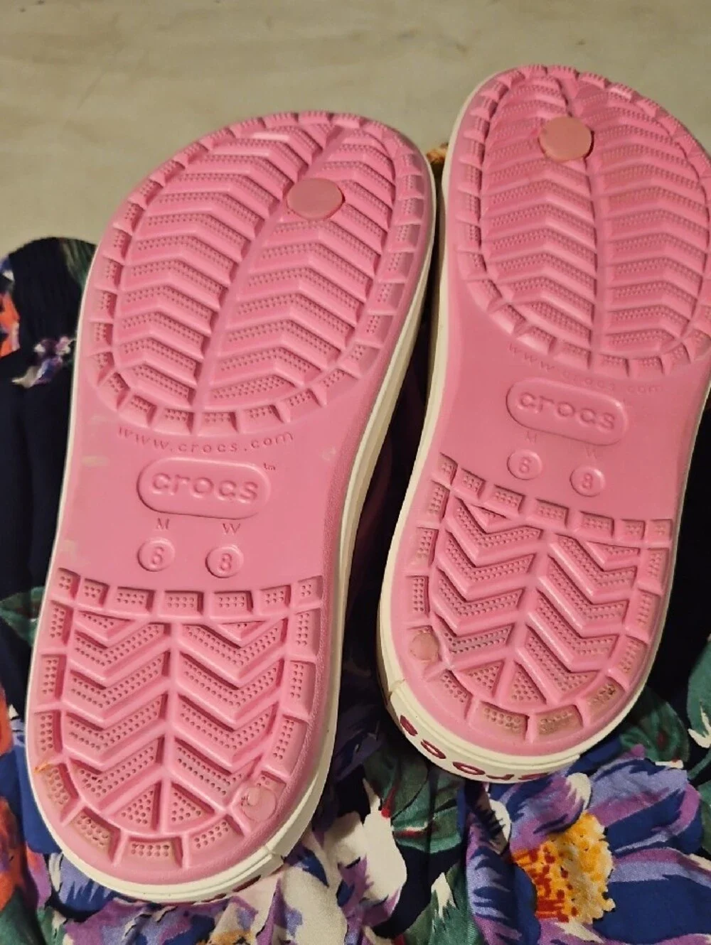 CROCS Pink Platform Flip Thong Sandals with White Midsole